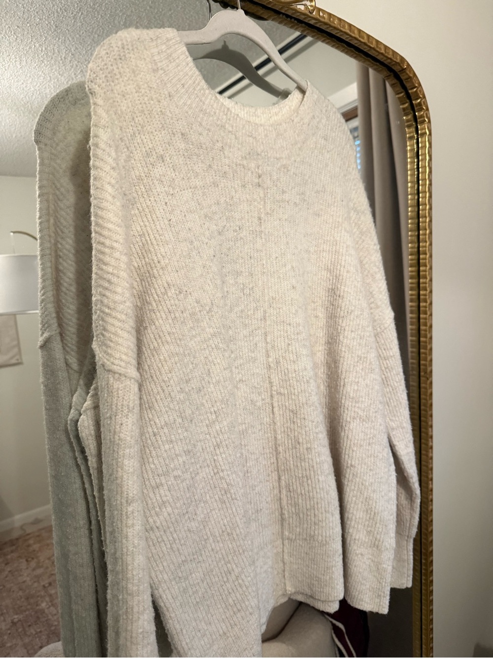 Topshop Cream Ribbed Crew Sweater